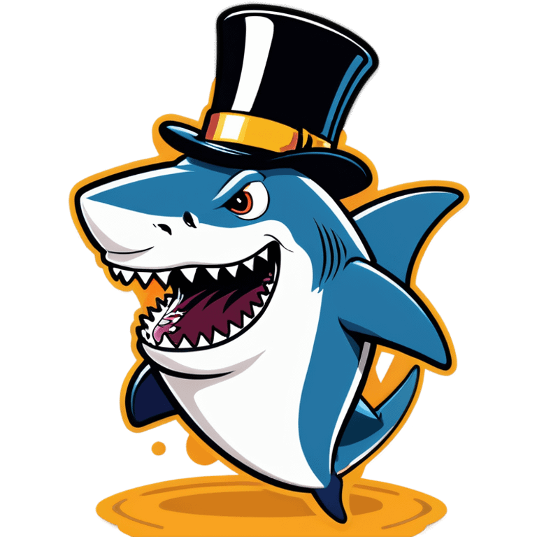 Shark with a top hat at the Super Bowl for American football emoji