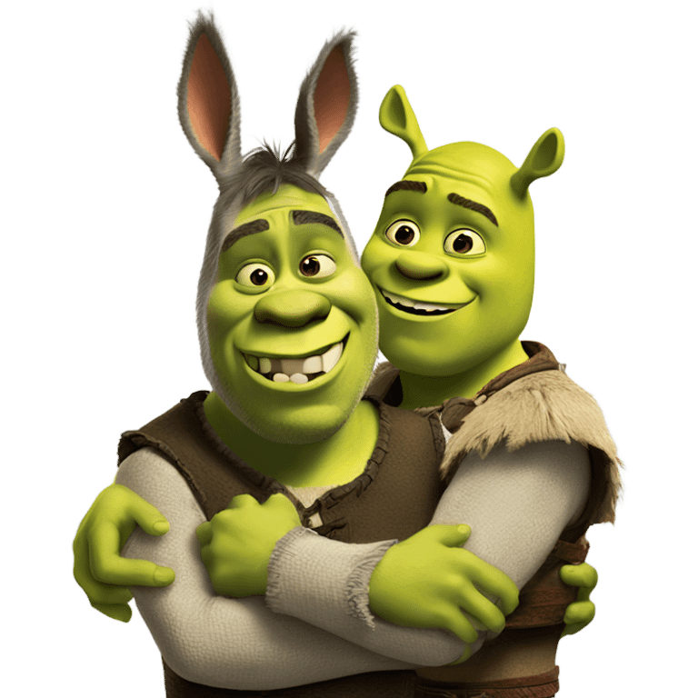 Shrek and donkey hugging emoji