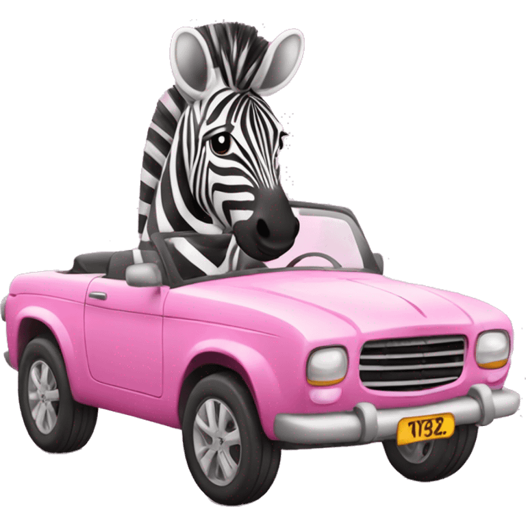 zebra at the pink car  emoji