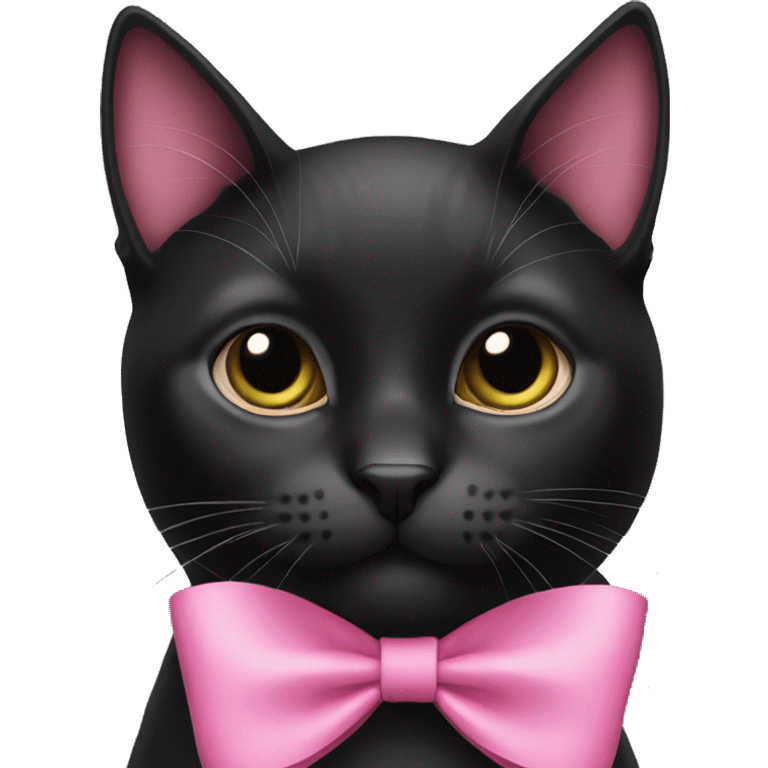 Black cat wearing pink bow emoji