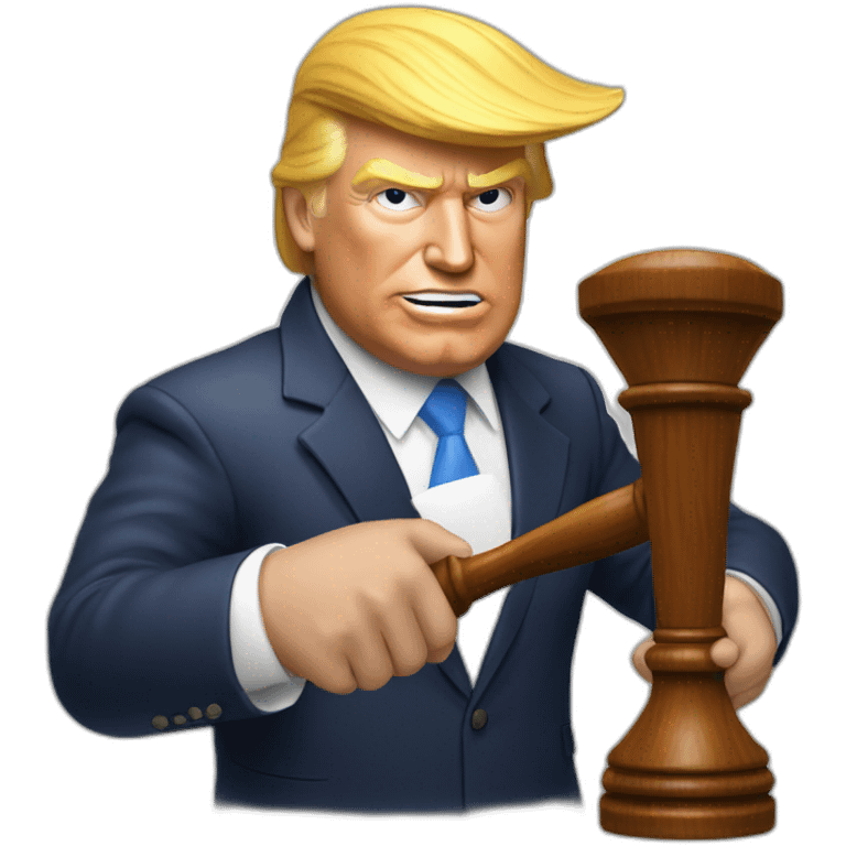 Donald trump holding a gavel wearing a maga hat emoji