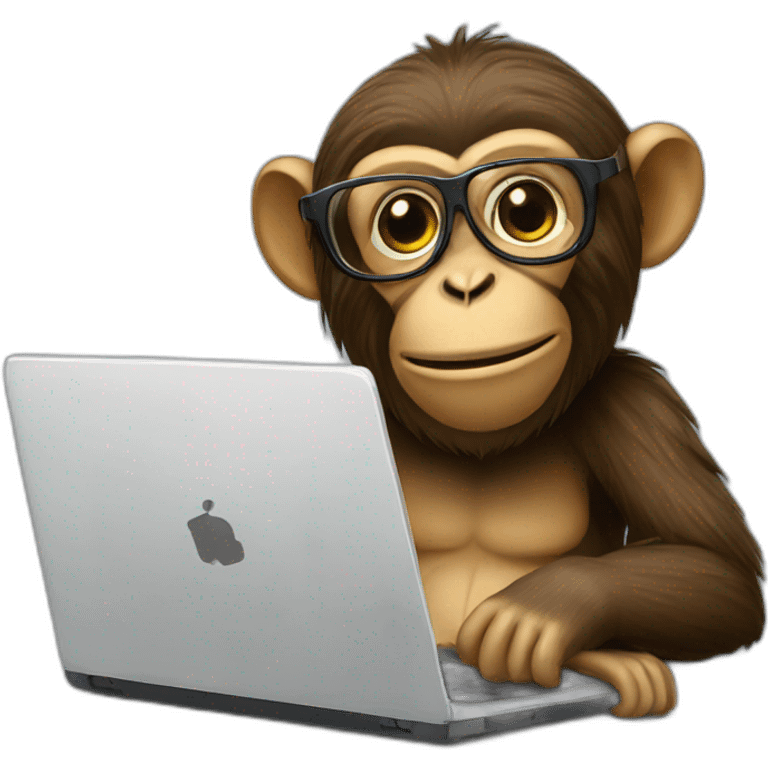 monkey with glasses and beard with laptop emoji