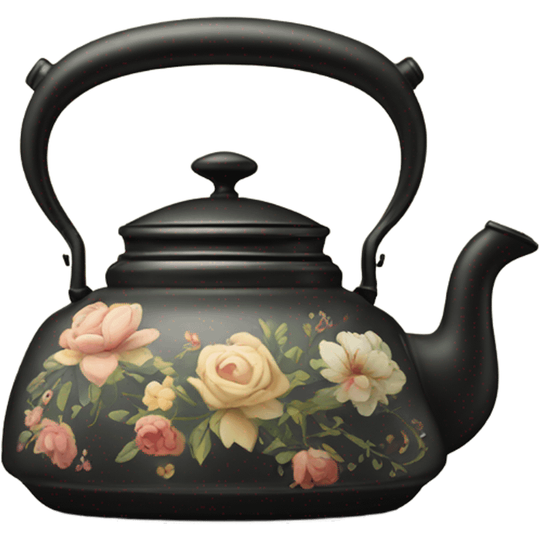 Vintage kettle with flower design emoji