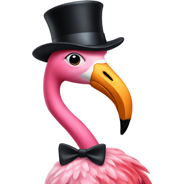 Flamingo in dress with top hat emoji