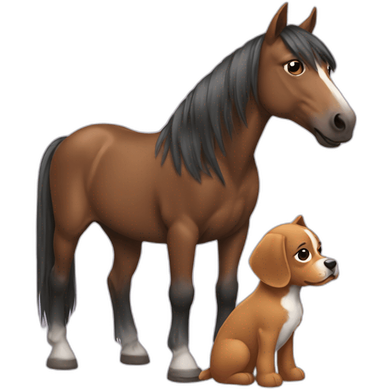 Horse and littel dog emoji