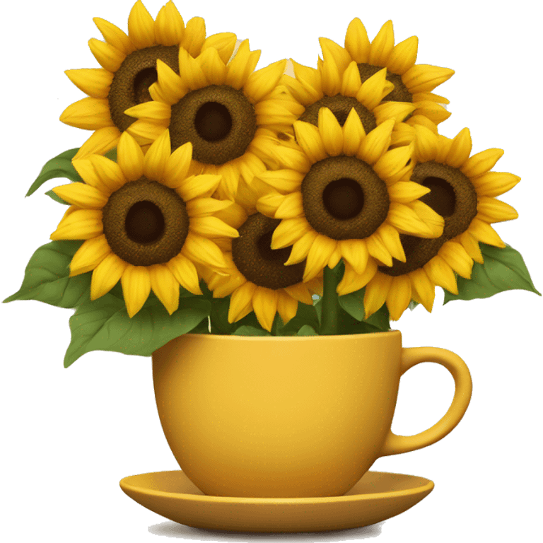 Bunch of sunflowers with coffee emoji