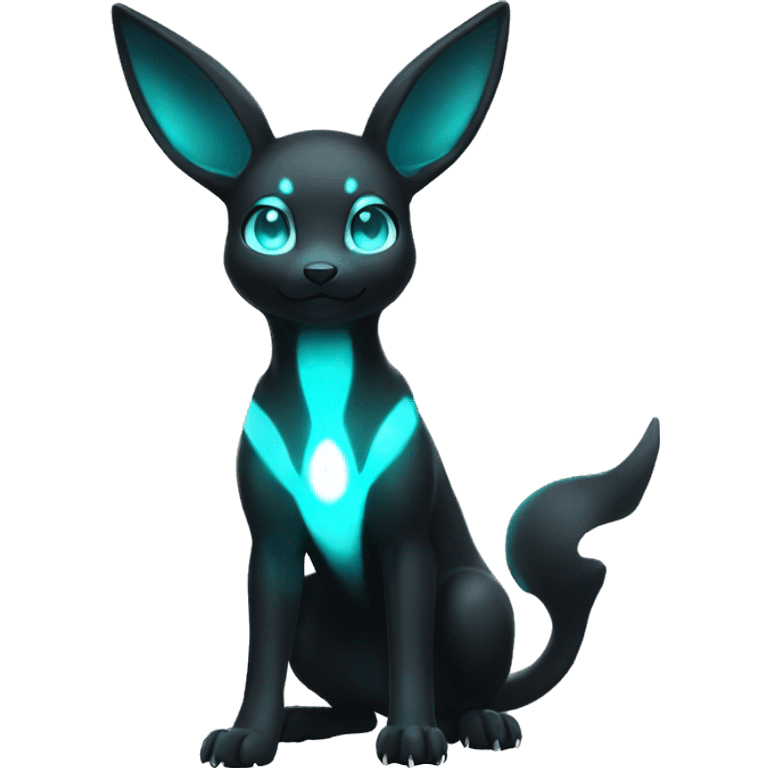 White Shiny Umbreon with glowing cyan markings full body emoji