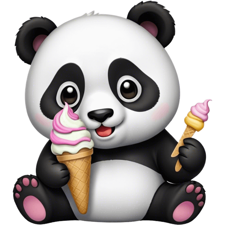 Panda eating ice cream emoji