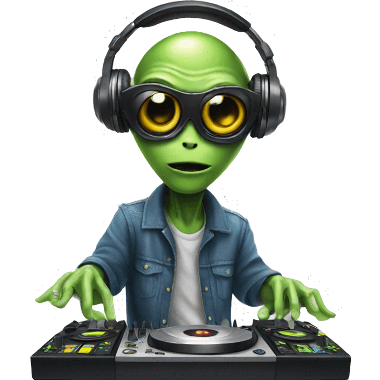 alien playing dj emoji