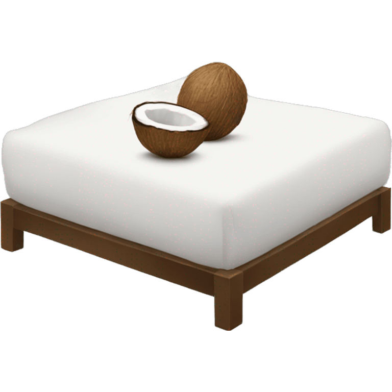 A coconut in a bed emoji