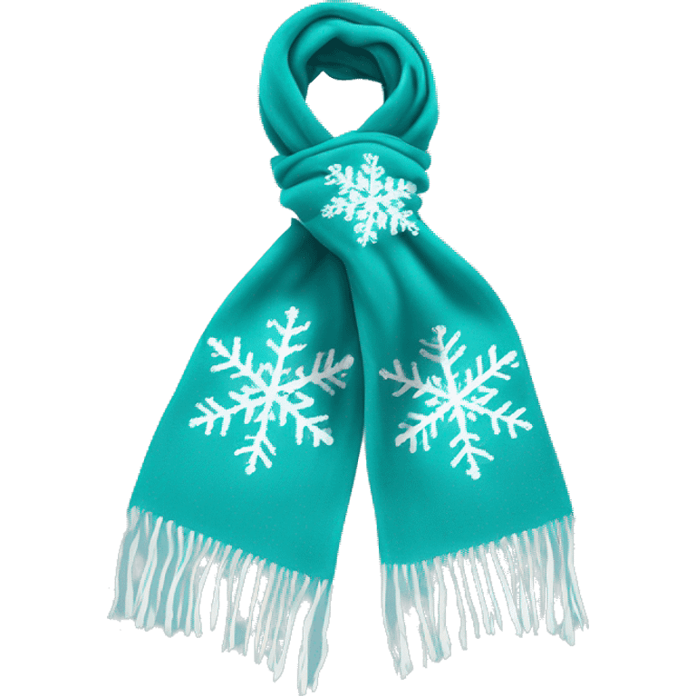 Realistic teal and white snowflake winter scarf isolated. emoji