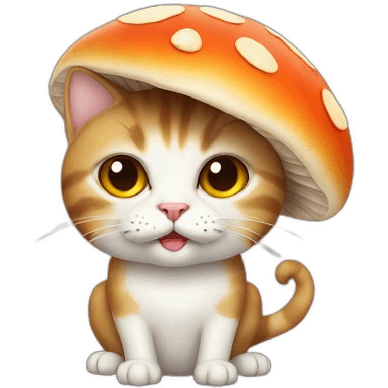 A cat with a mushroom head emoji