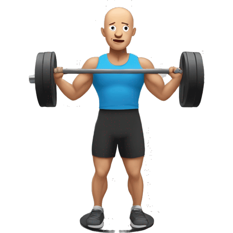 Bald man, lifting weights emoji