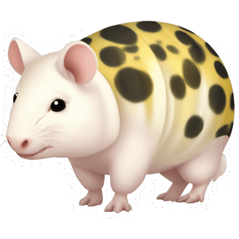 White chubby armadillo pig with yellow and black spots and cute face emoji