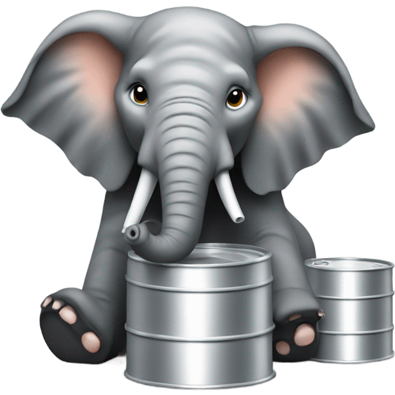 elephant eating grey cylinder emoji