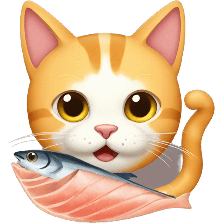 Cat eating tuna emoji