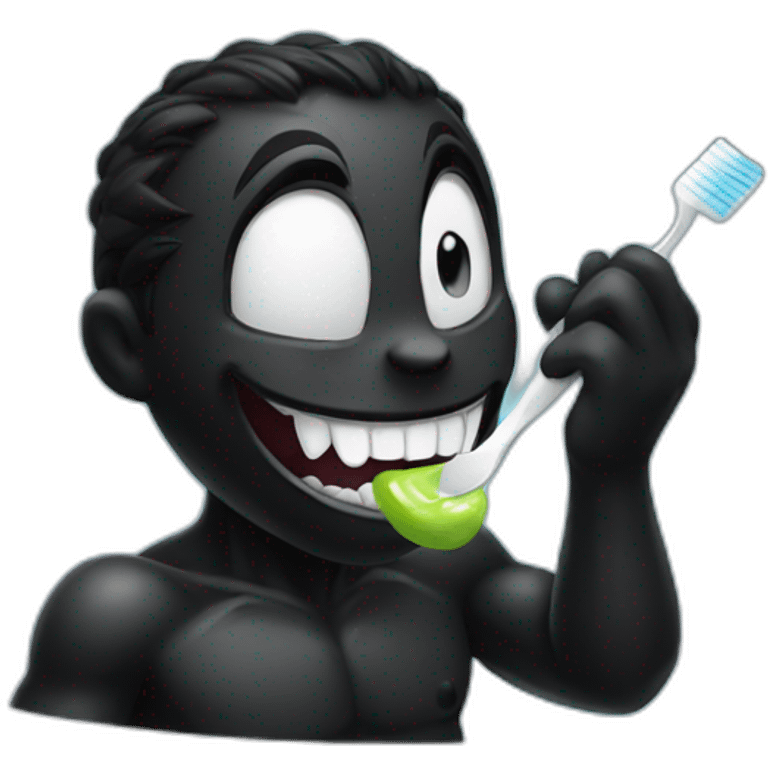 All black Venom brushing his teeth carefully emoji