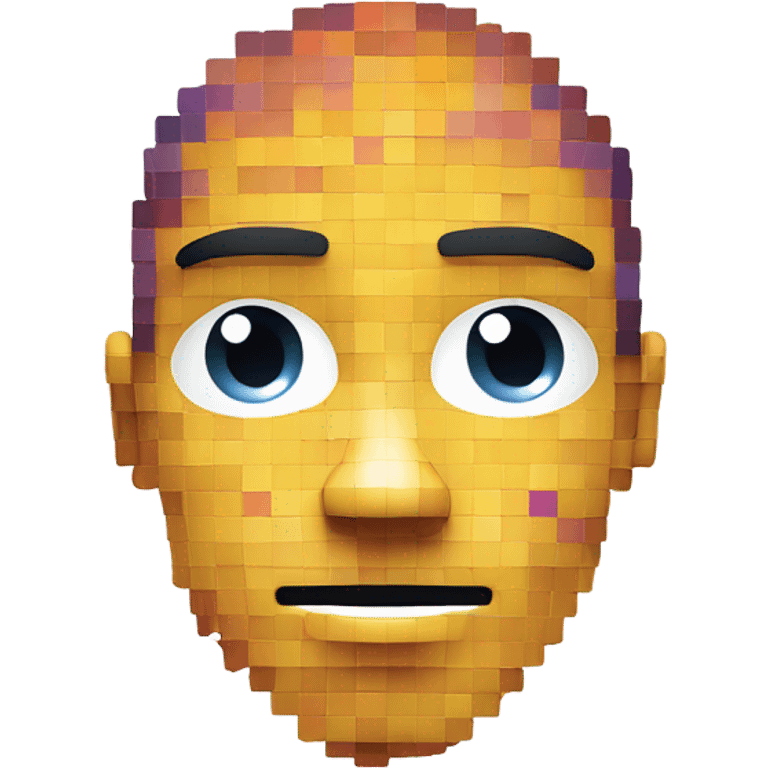 y2k user interface artificial inteligent with a face generated by pixels emoji