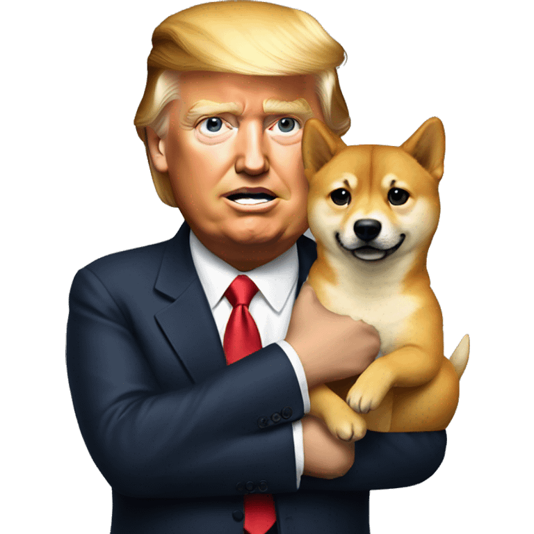 Donald trump holding doge emoji