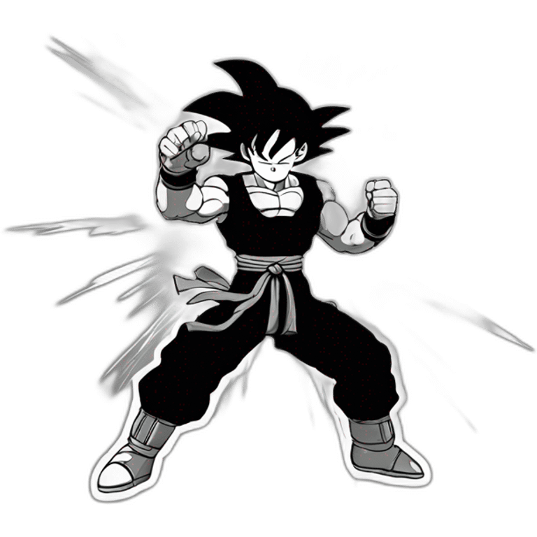 Goku doing a kamehameha in black and white emoji