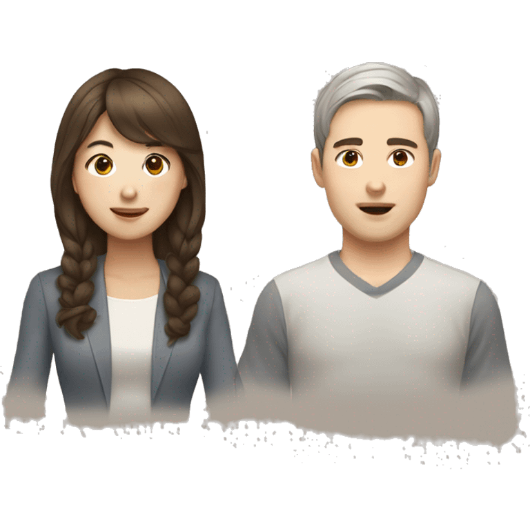 south korean girl and brown haired white guy emoji