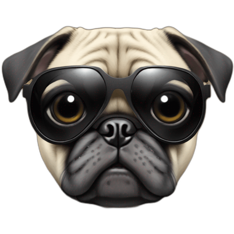 pug with black sunglasses and wearing a cyberpunk suit emoji