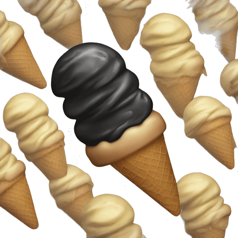 Black ice cream two scoops in acone emoji