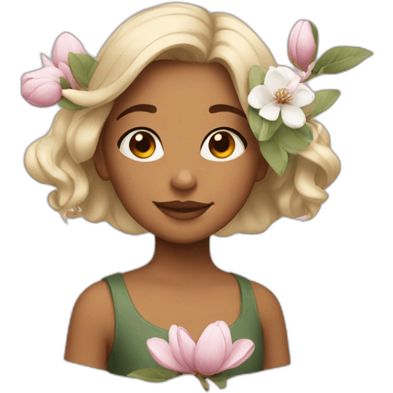 girl with magnolia emoji