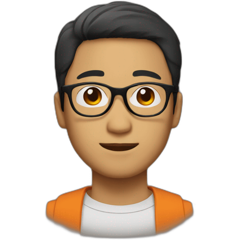 asian black hair man　wearing round orange glasses emoji