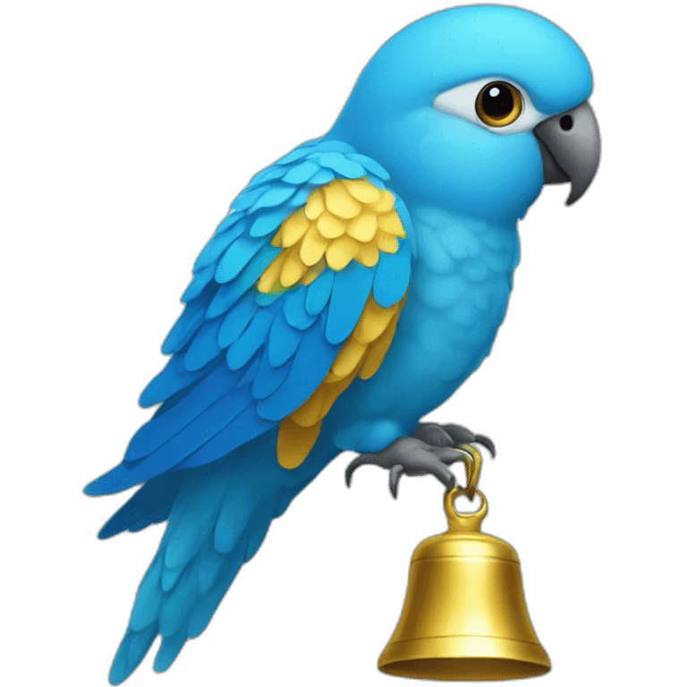 Small blue parrot with a bell on its head emoji