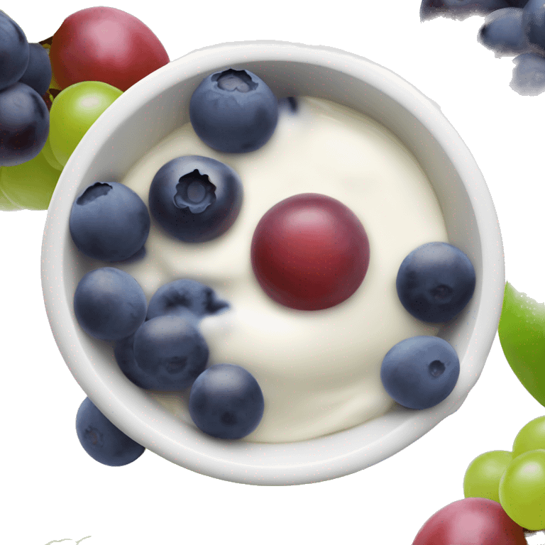 yoghurt bowl with grapes and blueberries emoji