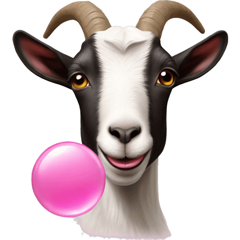 goat blowing a pink bubble gum bubble emoji