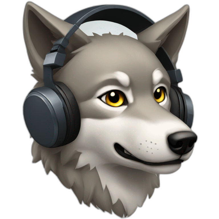 Wolf with Gaming headset emoji