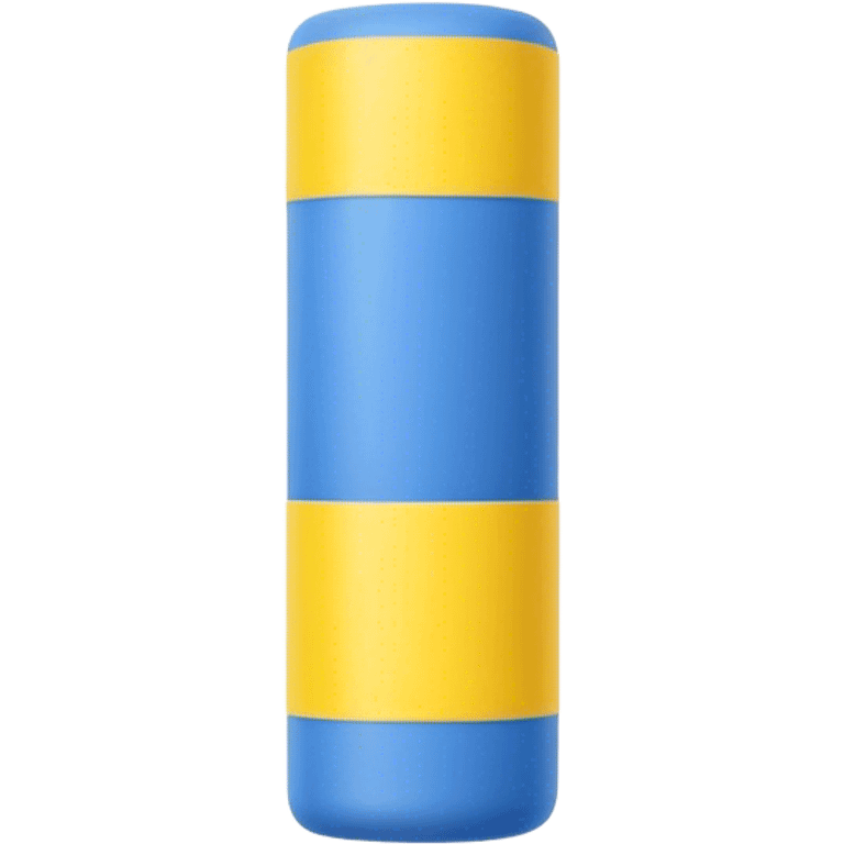 Blue foam tube with yellow ends on both end, not hollow, front view emoji