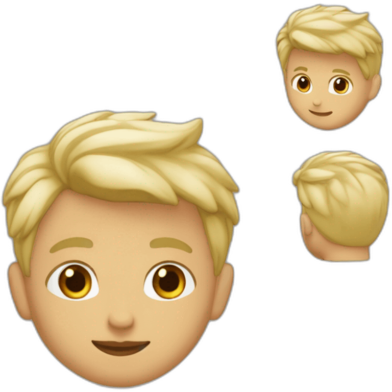 Garcon au cheveux boucles aux couleurs mi blonds mi marron emoji