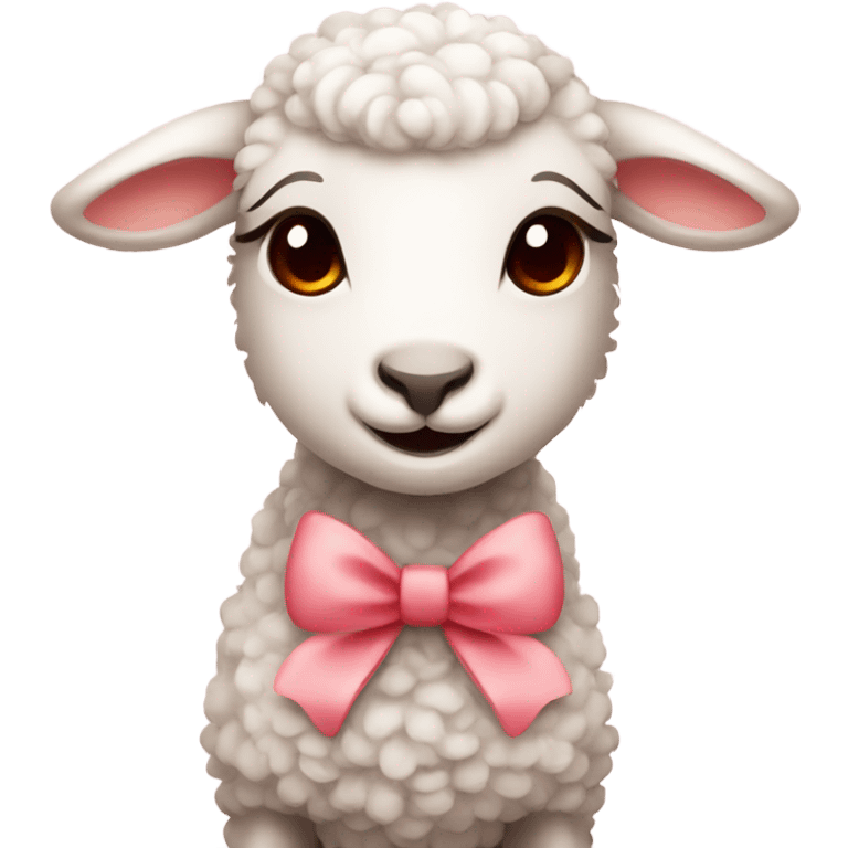 lamb, red eyes, pale pink bow emoji