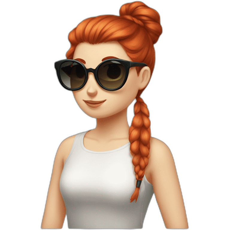 Bad Redhead girl bun Sun glass bun with cockatiel emoji