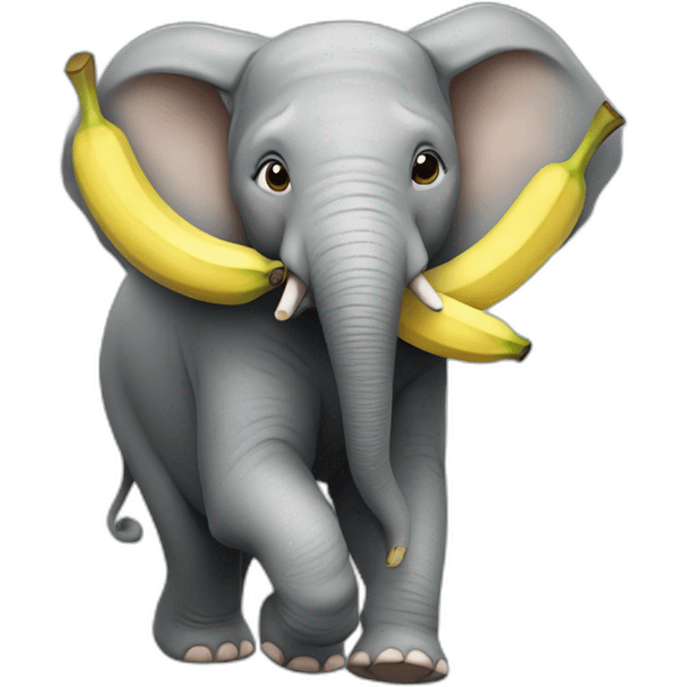 An elephant running by eating bananas emoji