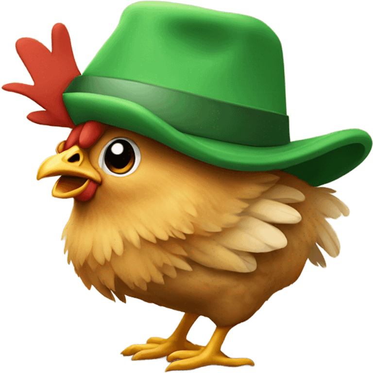 Chicken with green hat emoji