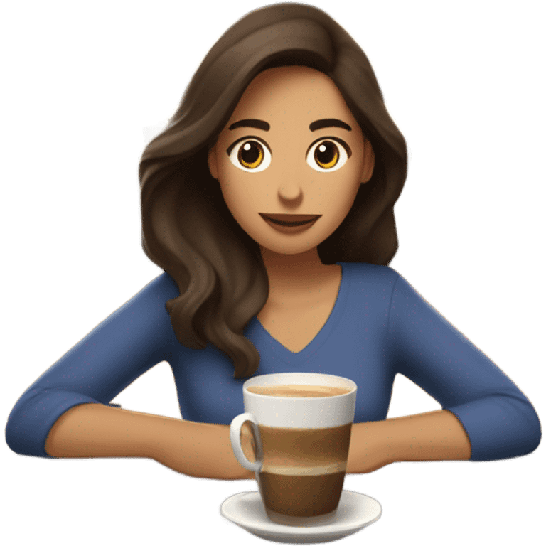 Femme brune buvant son café envelopper d’une couverture  emoji