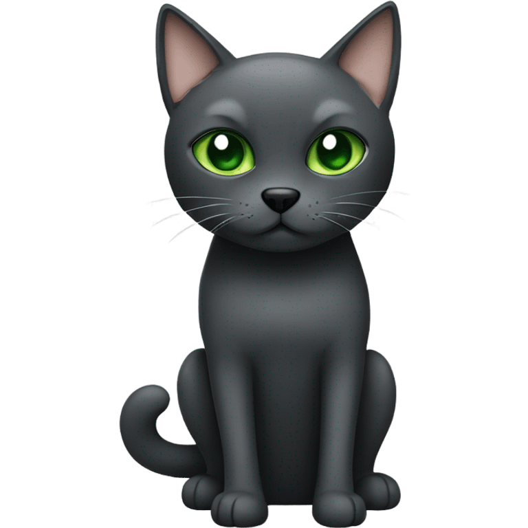 Grey cat with green eyes and black lab dog with white stomach emoji