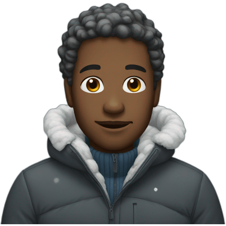 black man, winter, snow emoji