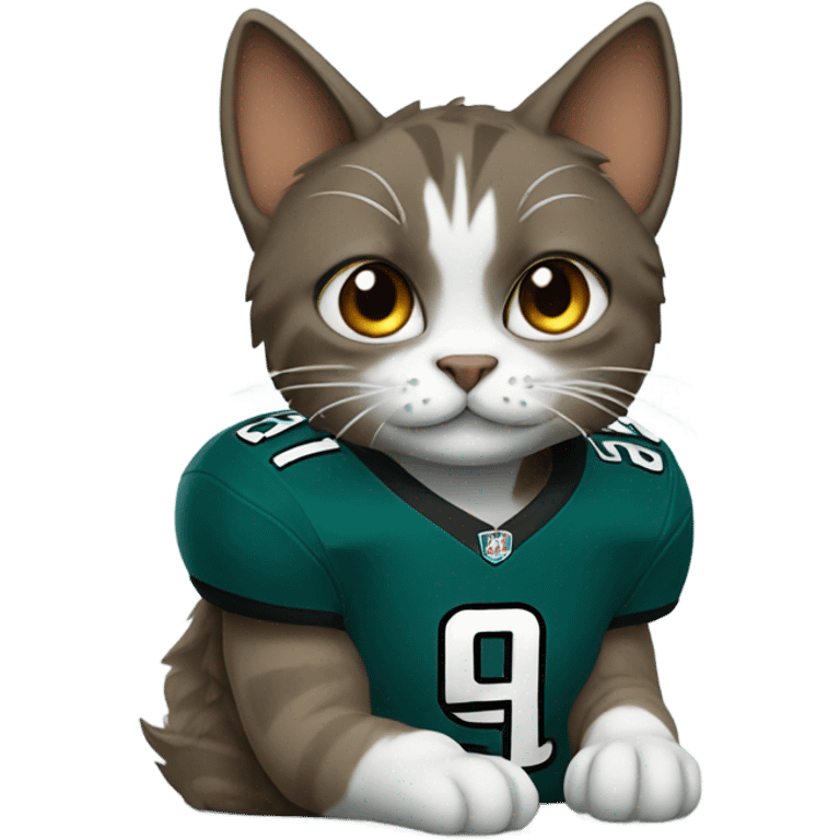 Cat wearing an eagles Jersey emoji