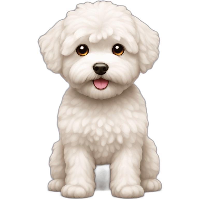 a white maltipoo with a bear emoji