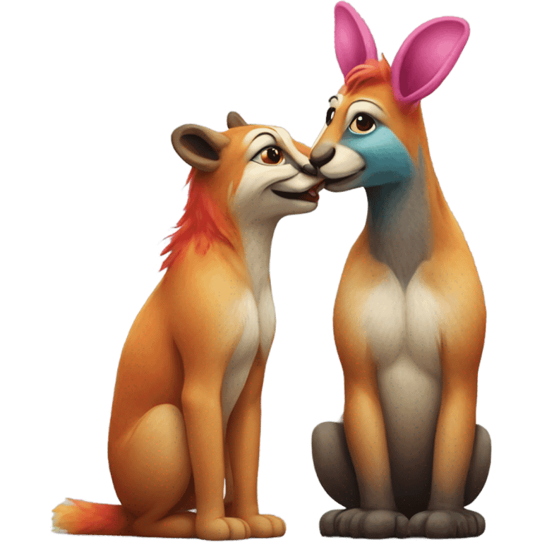 two furries kissing emoji