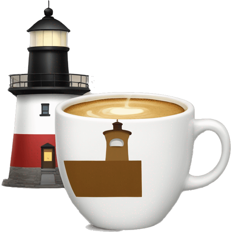 Lighthouse and coffee emoji