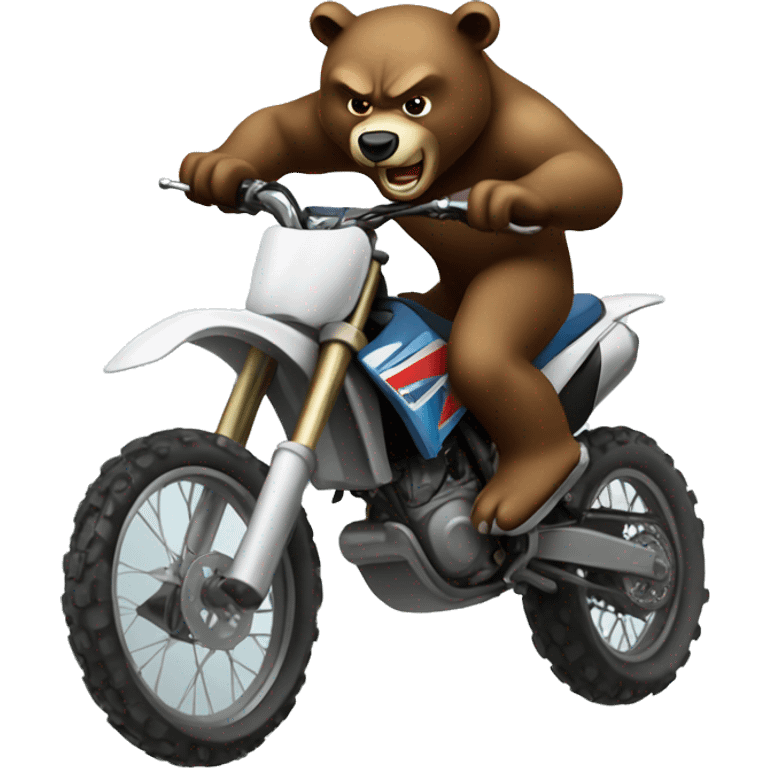 Angry bear jumping a 2 stroke dirtbike emoji