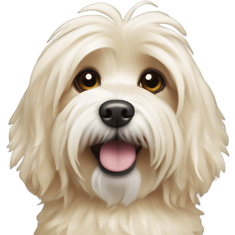 Cream colored Havanese in a fish costume  emoji