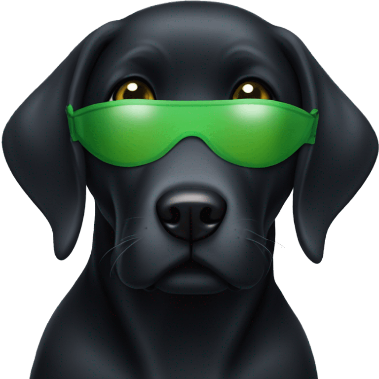 black lab with a green eye mask emoji