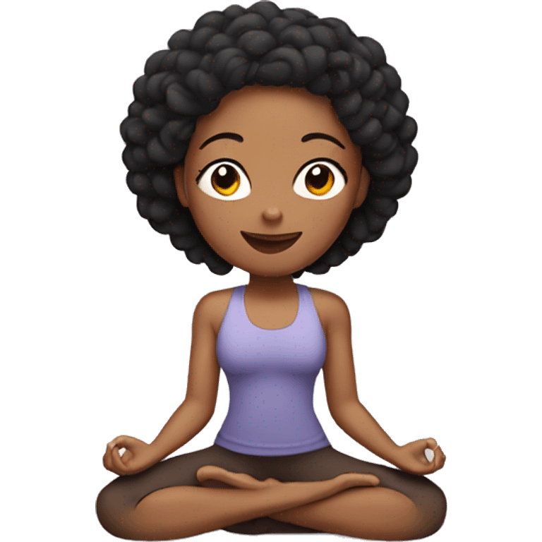 mixed girl doing yoga emoji